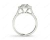 Round Cut Split Shank Diamond Engagement Ring with Double Halo and Pave Set Side Stones in Platinum