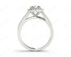 Round Cut 4 Prong Set Diamond Ring with Halo and Plain Tapered Band in Platinum