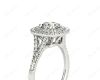 Round Cut Split Shank Diamond Engagement Ring with Double Halo and Pave Set Side Stones in Platinum