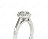 Round Cut 4 Prong Set Diamond Ring with Halo and Plain Tapered Band in Platinum