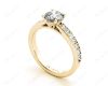 Round Cut Diamond Engagement Ring with Pave Setting Side Stones in 18K Yellow Gold Engagement Ring