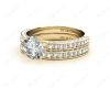 Engagement and Wedding Set Rings Round Cut Diamond  with Pave Setting Side Stones in 18K Yellow