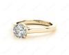 Round Cut Solitaire Diamond Engagement Ring with Four Prong set centre stone in 18K Yellow