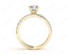 Round Cut Diamond Engagement ring with claw set centre stone in 18K Yellow