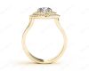 Round cut double halo diamond engagement ring with four claw setting centre stone in 18K Yellow