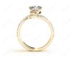 Round Cut Diamond Wedding Set Rings with Pave Setting Side Stones in 18K Yellow