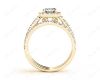 Cushion cut halo diamond wedding set rings with four claw setting in 18K Yellow