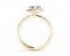 Round cut halo diamond engagement ring with four claw setting in 18K Yellow