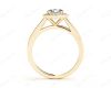 Round Cut 4 Prong Set Diamond Ring with Halo and Plain Tapered Band in 18K Yellow