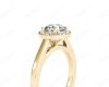 Round Cut 4 Prong Set Diamond Ring with Halo and Plain Tapered Band in 18K Yellow