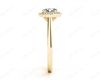 Round Cut 4 Prong Set Diamond Ring with Halo and Plain Tapered Band in 18K Yellow