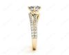 Round Cut Split Shank Diamond Engagement Ring with a Twist Band and Pave Set Side Stones in 18K Yellow