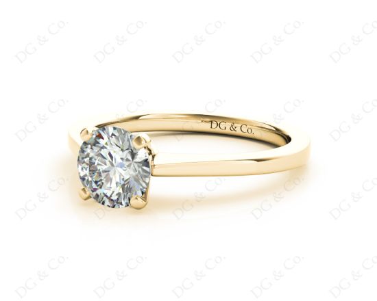 Round Cut Diamond Engagement Ring with Claw set centre stone in 18K Yellow