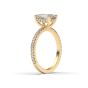 Emerald Cut 4 Claws Diamond Engagement Ring Pave Setting Side stones in 18K Yellow Gold -18K Yellow