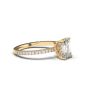 Emerald Cut 4 Claws Diamond Engagement Ring Pave Setting Side stones in 18K Yellow Gold -18K Yellow