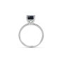 Natural Dark Blue Sapphire Diamond Ring Cushion Cut set in 18K White Gold 