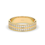 2.00CT Men's Diamond Wedding Band 2-Row Double Channel Share Claw Setting Ring-18K Yellow