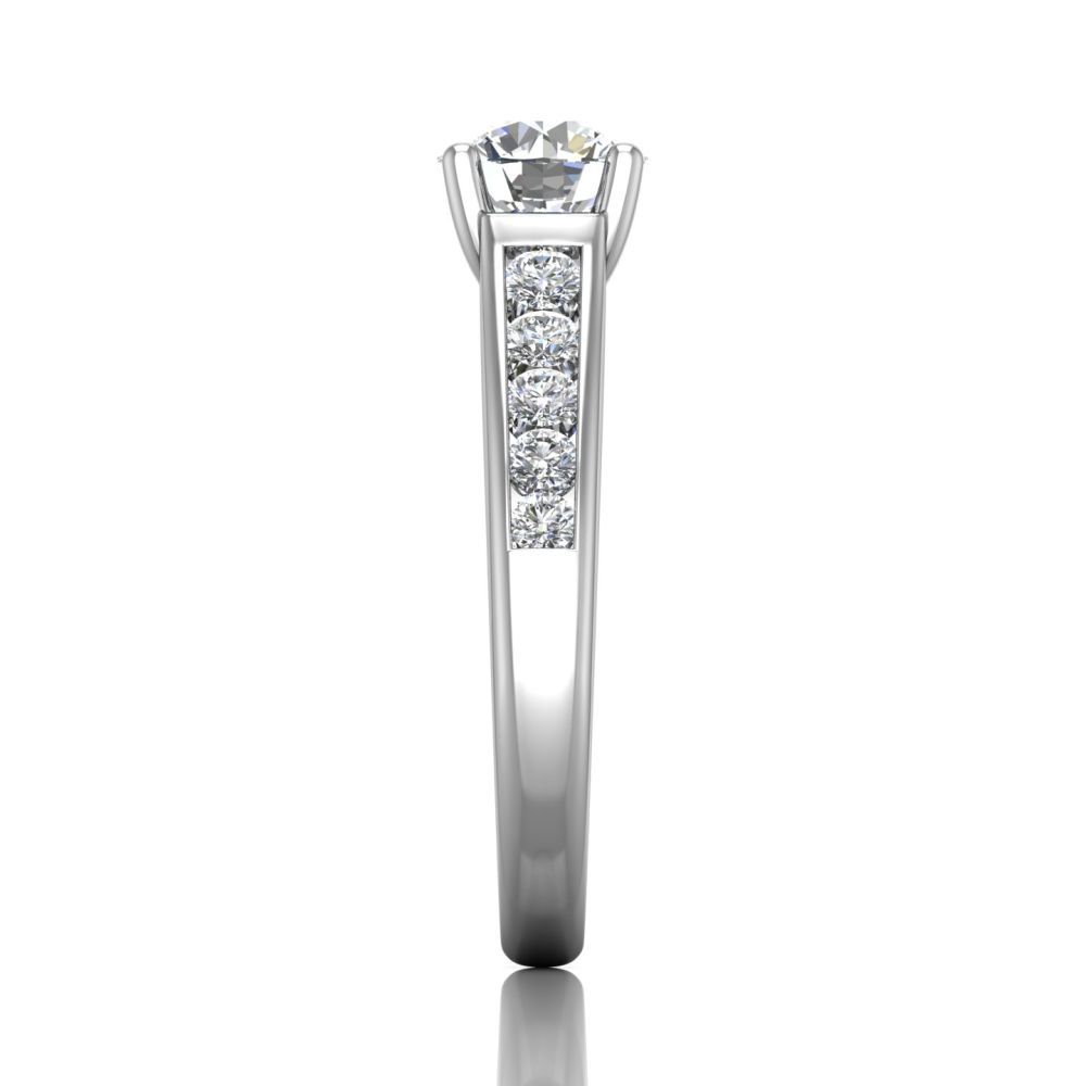 Side view of White Gold Channel Set Engagement Ring