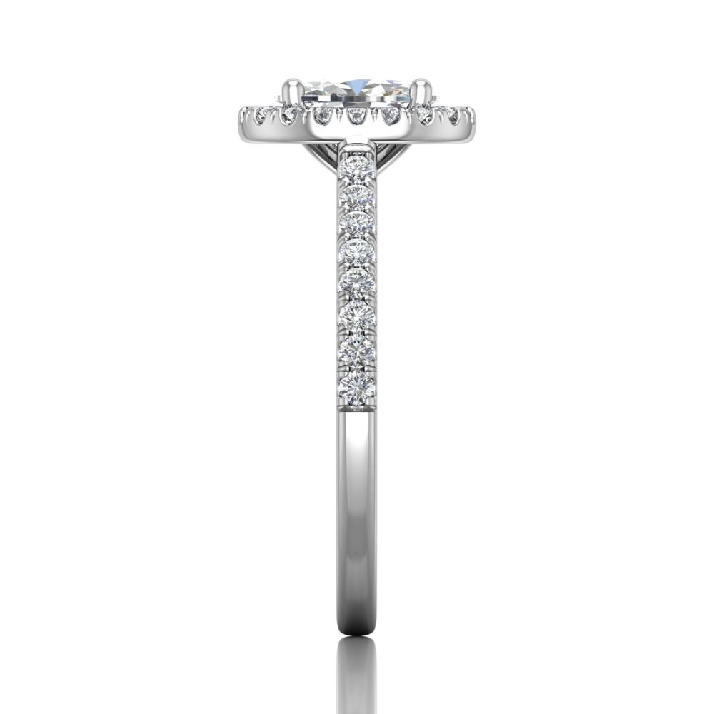 Side view of White Gold Pave Set Engagement Ring