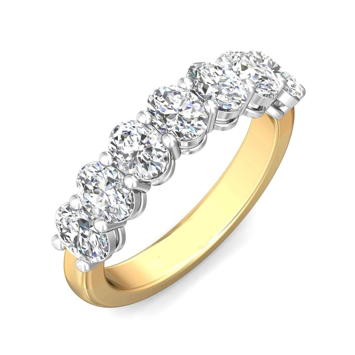 2.00CT Oval Cut 7 Stone Diamond Eternity Ring Share Prong Setting - 18K Yellow - DG & Co. Jewellery