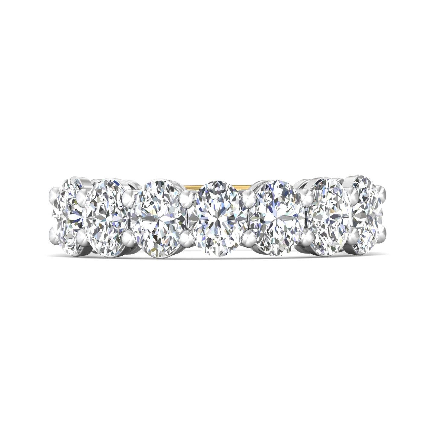 2.00CT Oval Cut 7 Stone Diamond Eternity Ring Share Prong Setting - 18K Yellow - DG & Co. Jewellery