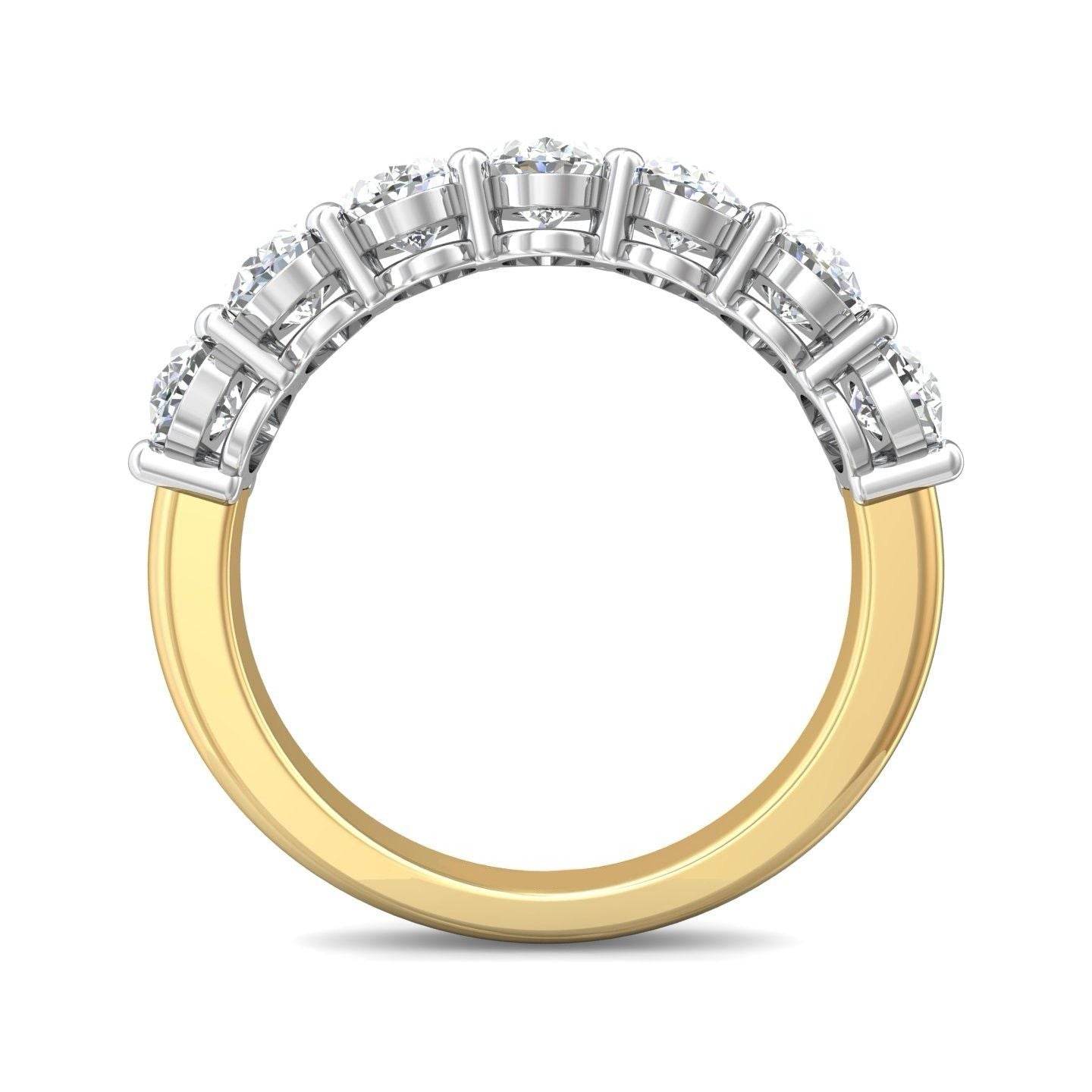 2.00CT Oval Cut 7 Stone Diamond Eternity Ring Share Prong Setting - 18K Yellow - DG & Co. Jewellery