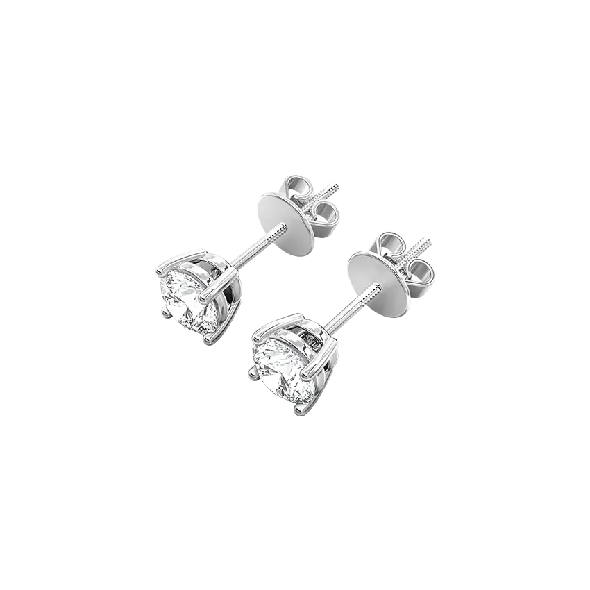 0.60CT Round Cut Lab Grown Diamond Stud Earrings IGI Certified 4 prong Setting - 18K White