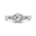 Oval Cut Split Shank Diamond Engagement Ring Four Claw Setting Centre Stone Pave Setting Side Stone In18K White Gold - DG & Co. Jewellery
