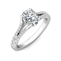 Oval Cut Split Shank Diamond Engagement Ring Four Claw Setting Centre Stone Pave Setting Side Stone In18K White Gold - DG & Co. Jewellery