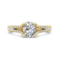 Split Band Oval Cut Four Prong Setting Diamond Engagement Ring Pave Setting Side Stones In 18K Yellow Gold - DG & Co. Jewellery