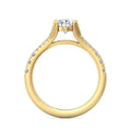 Split Band Oval Cut Four Prong Setting Diamond Engagement Ring Pave Setting Side Stones In 18K Yellow Gold - DG & Co. Jewellery