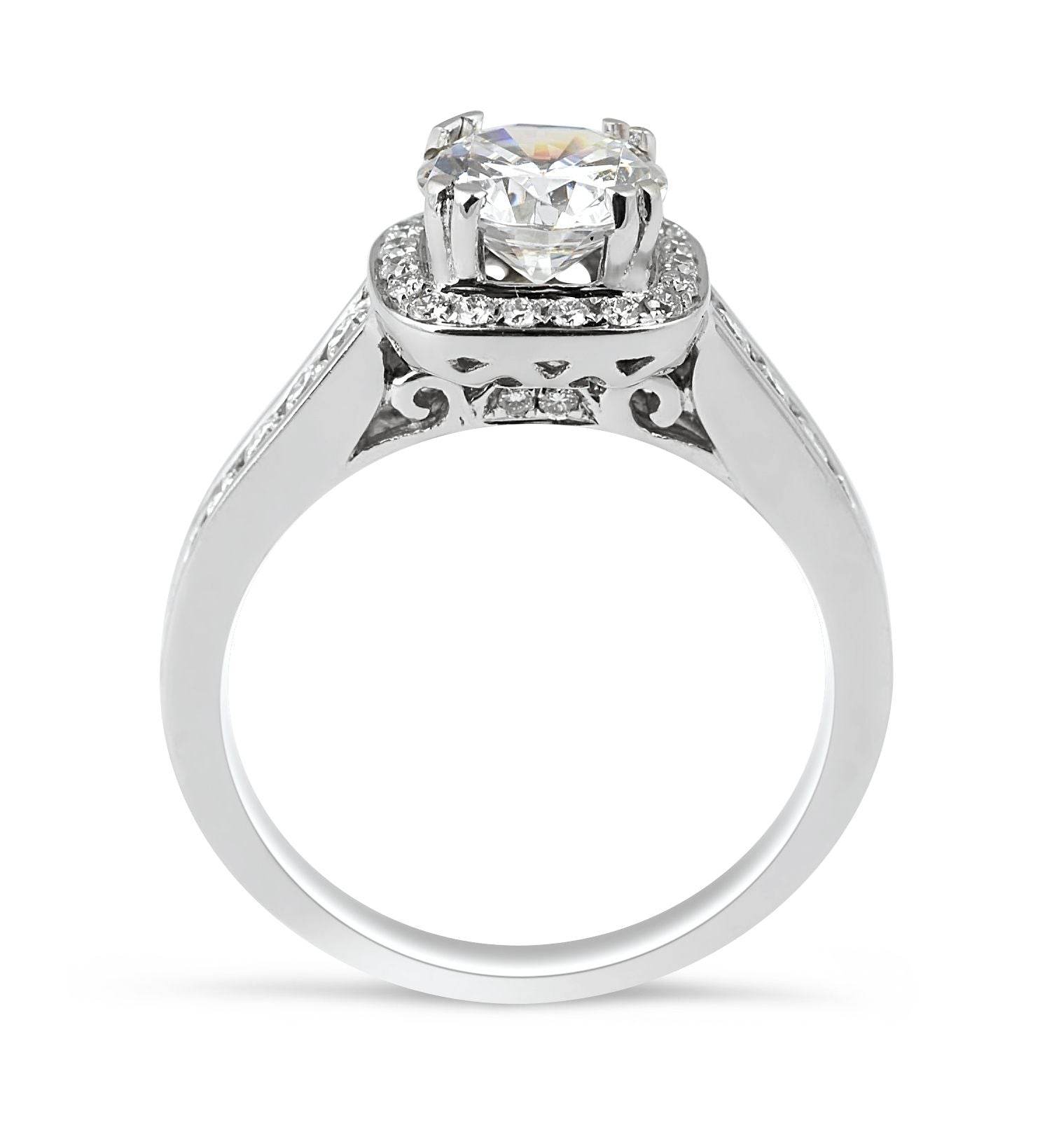 Channel Set Round Cut Halo Diamond Engagement Ring In 18 Karat White Gold - DG & Co. Jewellery