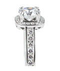 Channel Set Round Cut Halo Diamond Engagement Ring In 18 Karat White Gold - DG & Co. Jewellery