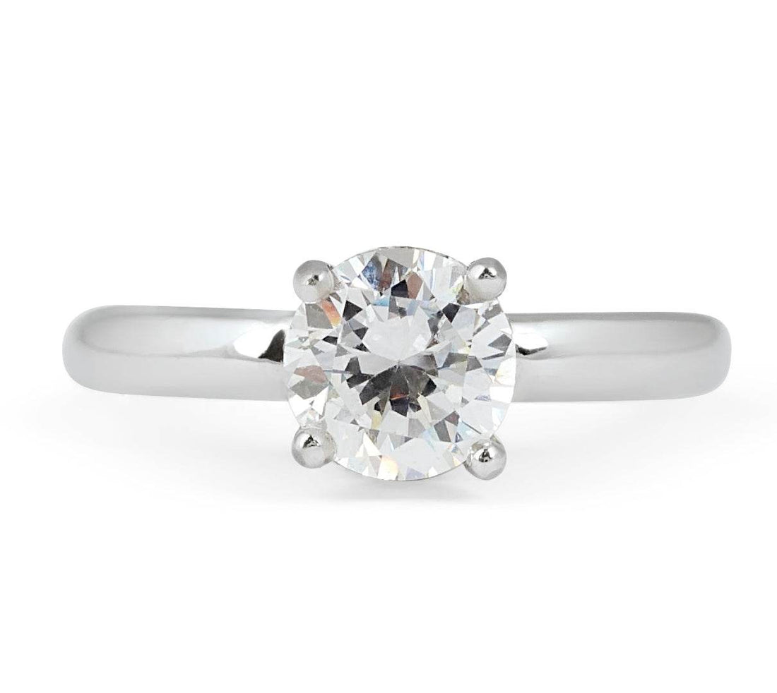 Solitaire Diamond Engagement Ring Hidden Halo 4 Prong Setting In 18K White Gold - DG & Co. Jewellery