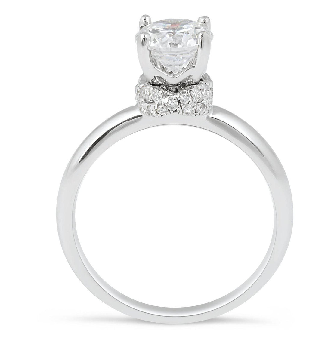 Solitaire Diamond Engagement Ring Hidden Halo 4 Prong Setting In 18K White Gold - DG & Co. Jewellery