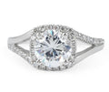 Art Deco Split Band Round Cut Halo Diamond Engagement Ring In 18 Karat White Gold - DG & Co. Jewellery