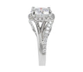 Art Deco Split Band Round Cut Halo Diamond Engagement Ring In 18 Karat White Gold - DG & Co. Jewellery