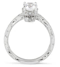 Vintage Style Hand Engraved Diamond Engagement Ring Six Claw Setting In 18k White Gold - DG & Co. Jewellery