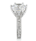 Vintage Style Six Claw Diamond Engagement Ring with Milgrain Setting Side Stones In 18K White gold - DG & Co. Jewellery