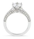 Vintage Style Six Claw Diamond Engagement Ring with Milgrain Setting Side Stones In 18K White gold - DG & Co. Jewellery