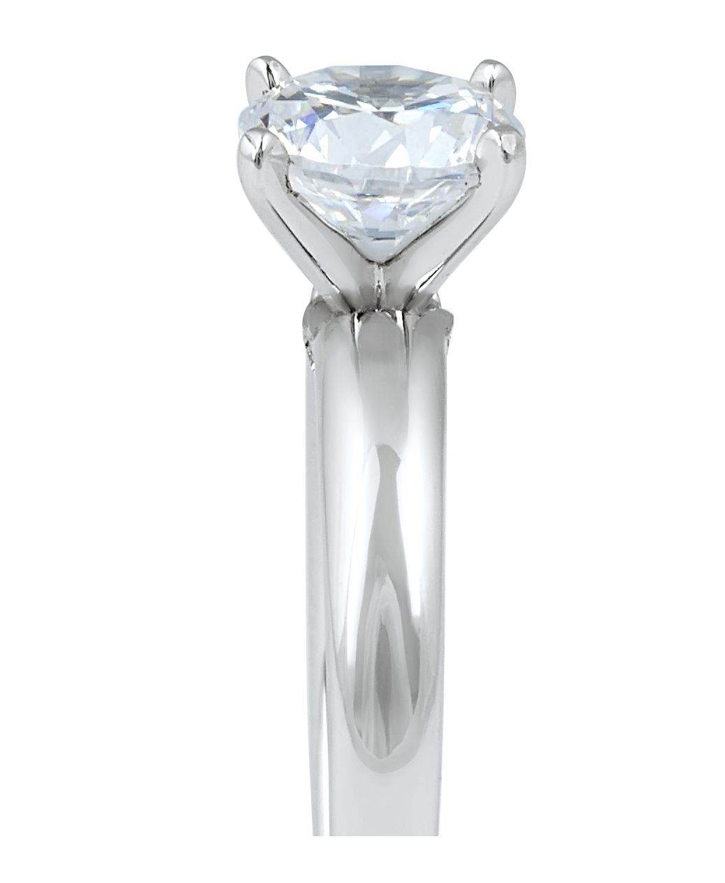 Solitaire Diamond Engagement Ring Round Cut Half Round Plain Band In 18K White Gold - DG & Co. Jewellery