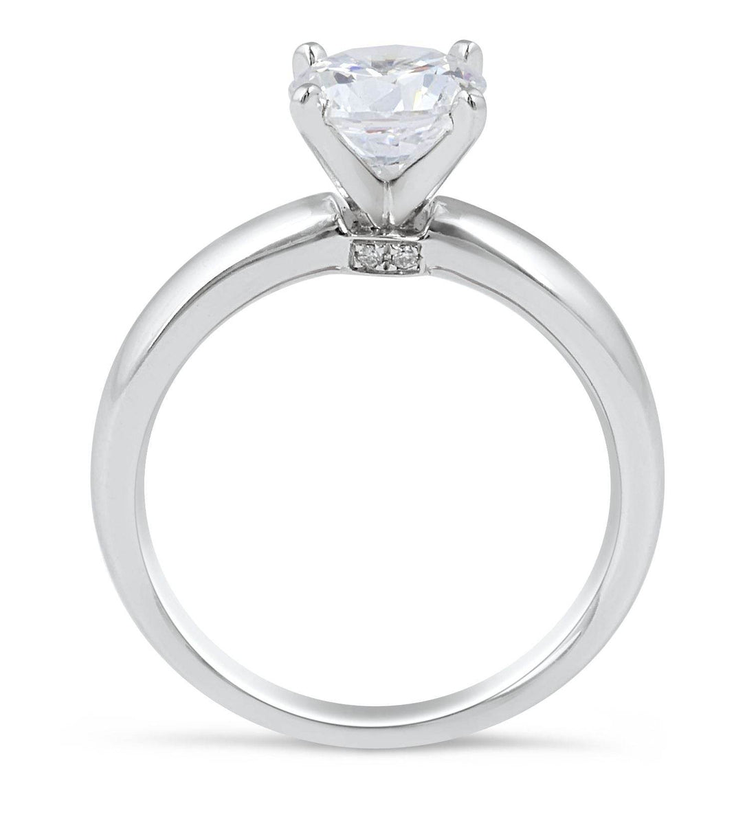 Solitaire Diamond Engagement Ring Round Cut Half Round Plain Band In 18K White Gold - DG & Co. Jewellery