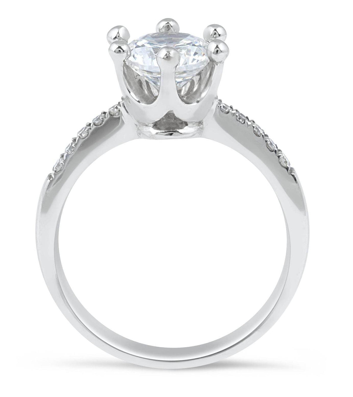 Side Stone Setting Types Crown Setting 6 Claw Diamond Engagement Ring Pave Setting Side Stones ...