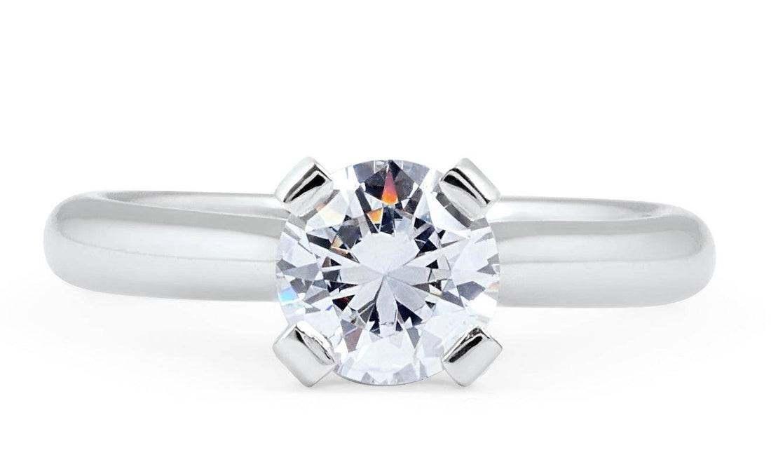 1.00CT Solitaire Diamond Engagement Ring Round Brilliant Cut In 18K White Gold - DG & Co. Jewellery