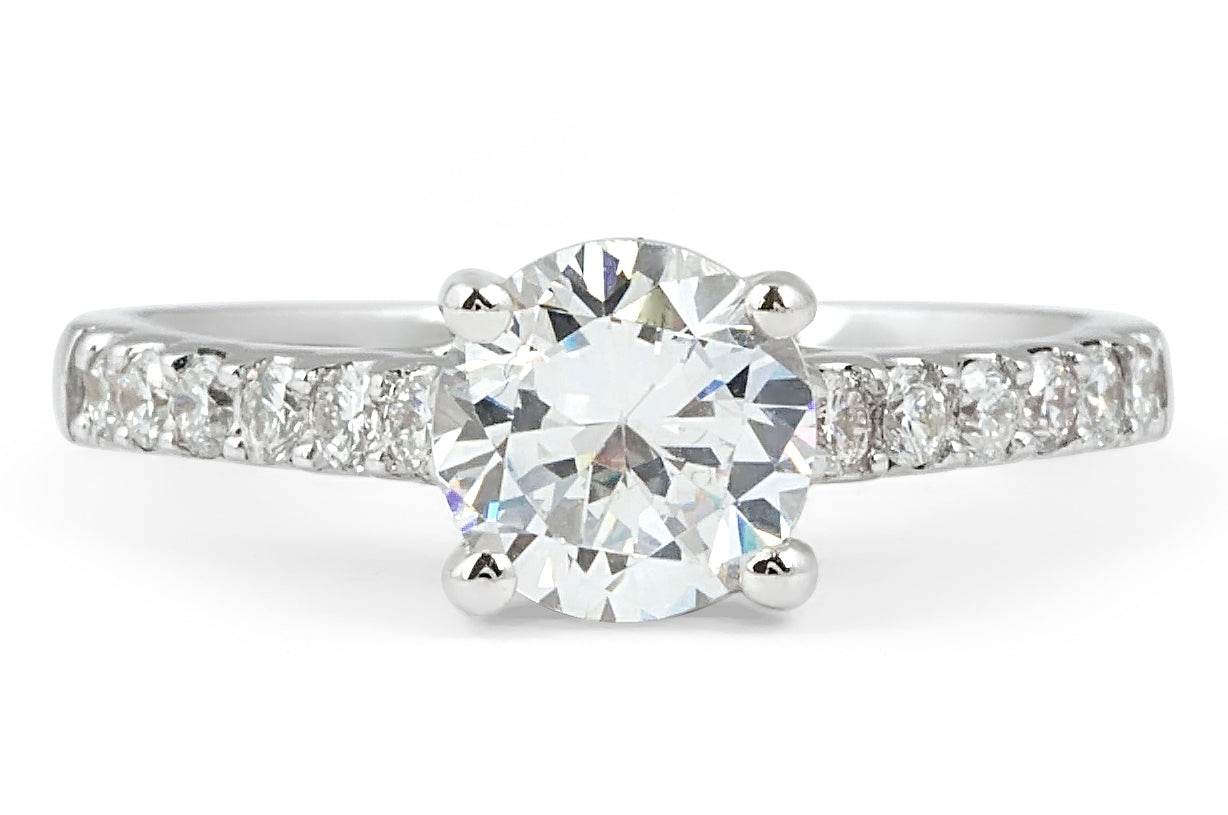 High Setting Diamond Engagement Ring with Pave Setting Side Stones – DG ...