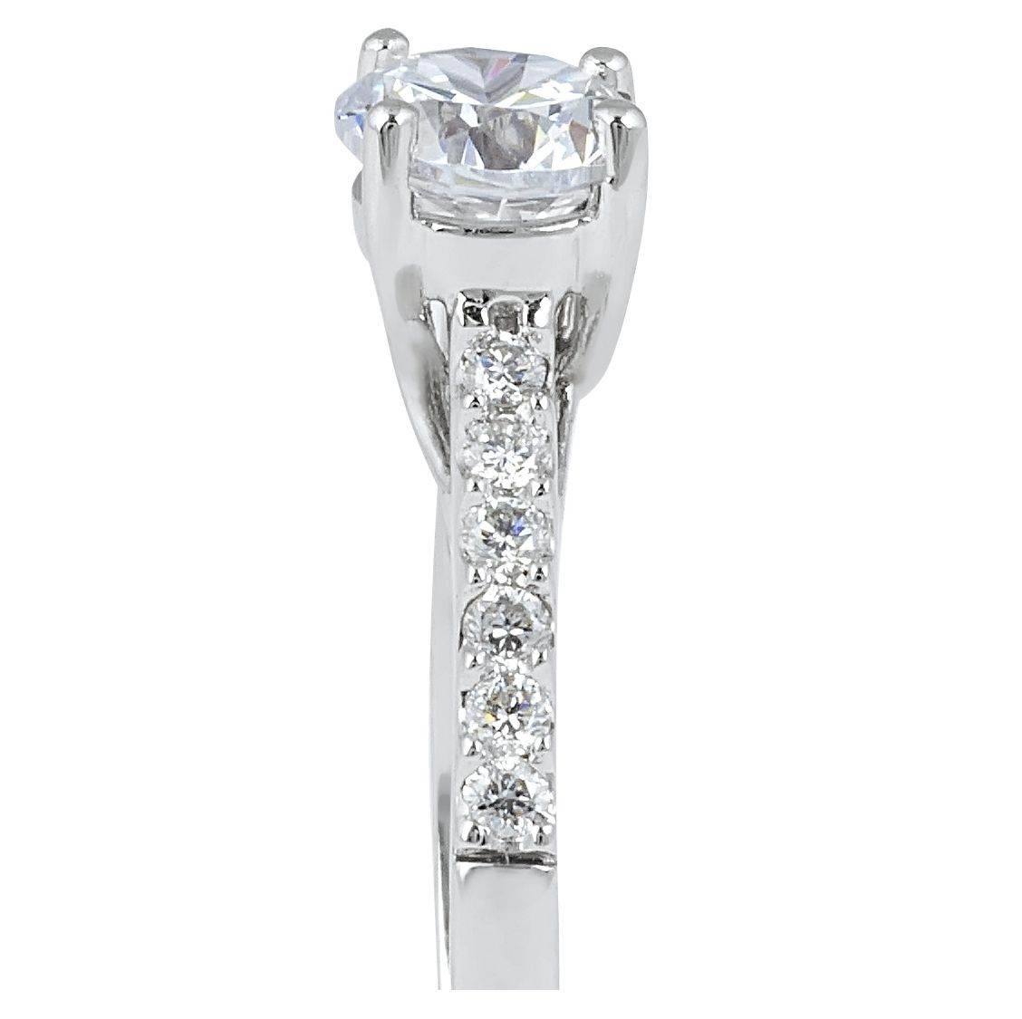 Side Stone Setting Types High Setting Diamond Engagement Ring with Pave Setting Side Stones – DG ...
