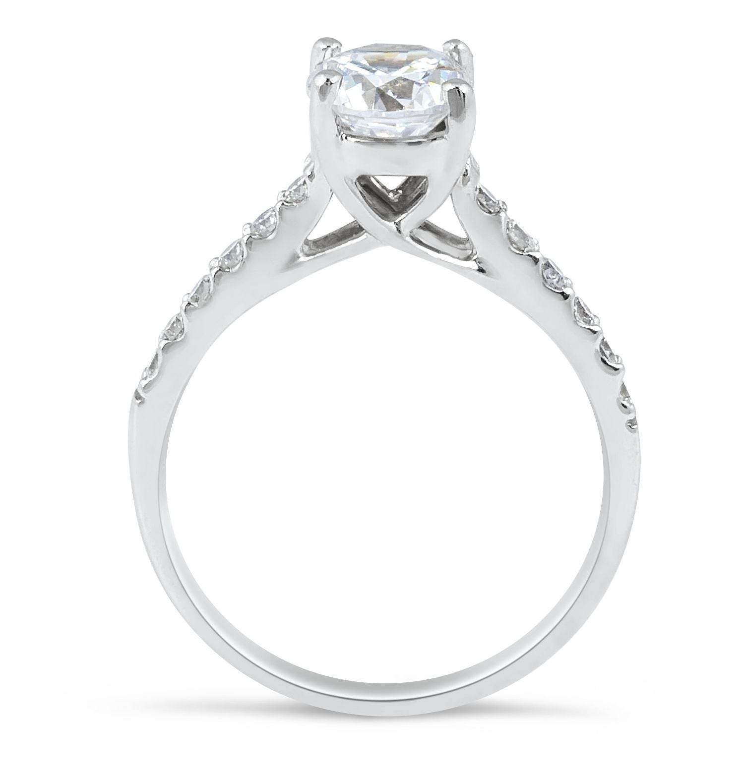 High Setting Diamond Engagement Ring with Pave Setting Side Stones - DG & Co. Jewellery