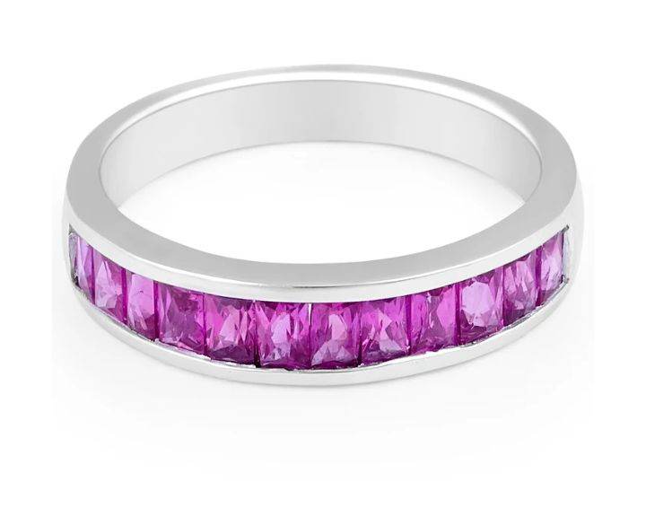 Ruby Diamond Anniversary Band Channel Setting In 18K White Gold - DG & Co. Jewellery