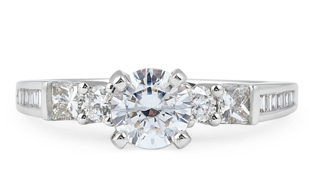 Side Stone Setting Types 5 Stones Diamond Engagement Ring with Channel Setting Side Stones – DG ...