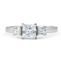 Three-Stone Princess Cut 4 Claw Setting Diamond Engagement Ring In 18K White Gold - DG & Co. Jewellery